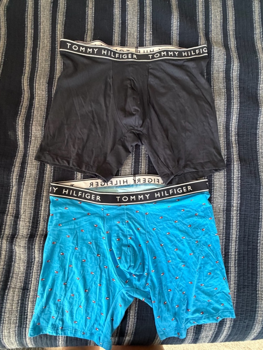 Tommy Hilfiger Men’s Navy & Blue Cotton Stretch Boxer Briefs  2 pair large